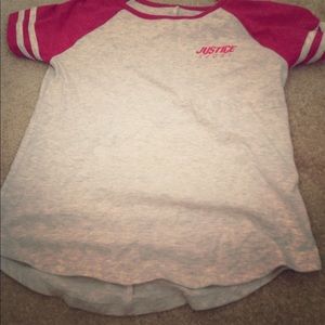 Red sport shirt with strips on the sleeves